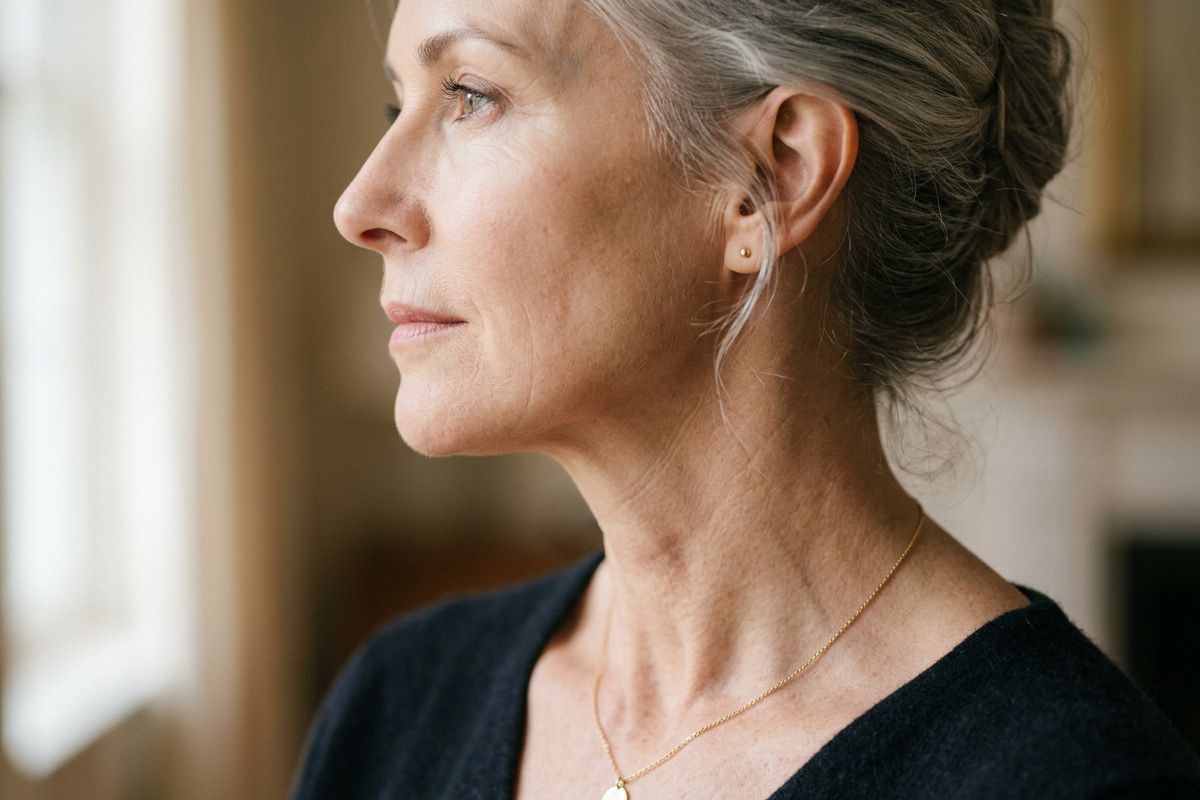 Refined jawline and neck profile following a facelift at Kensington Cosmetic Clinic