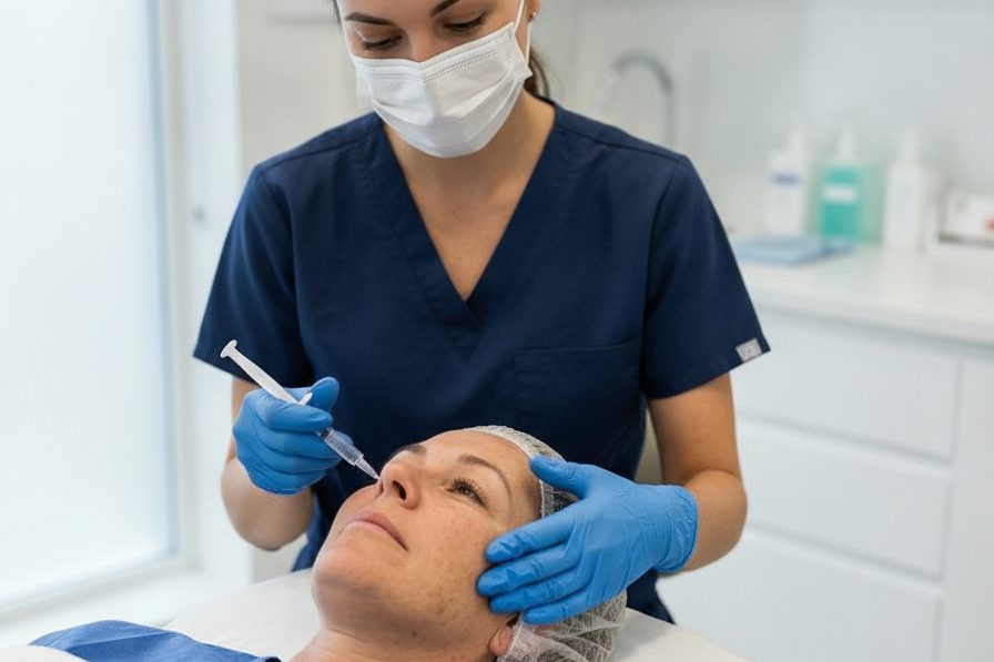 Close-up of a woman's lips after subtle hyaluronic acid lip filler treatment at a London cosmetic clinic