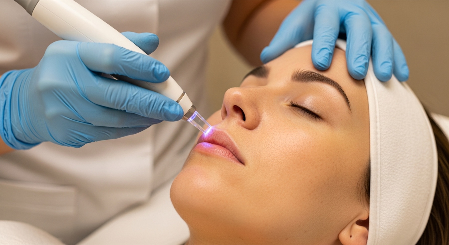 Practitioner performing Endolift laser skin tightening on a patient at Kensington Cosmetic Clinic