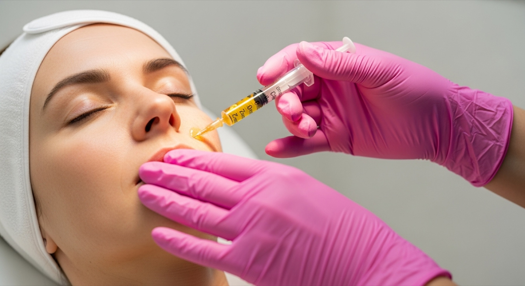 Surgeon injecting harvested fat for facial fat transfer at Kensington Cosmetic Clinic