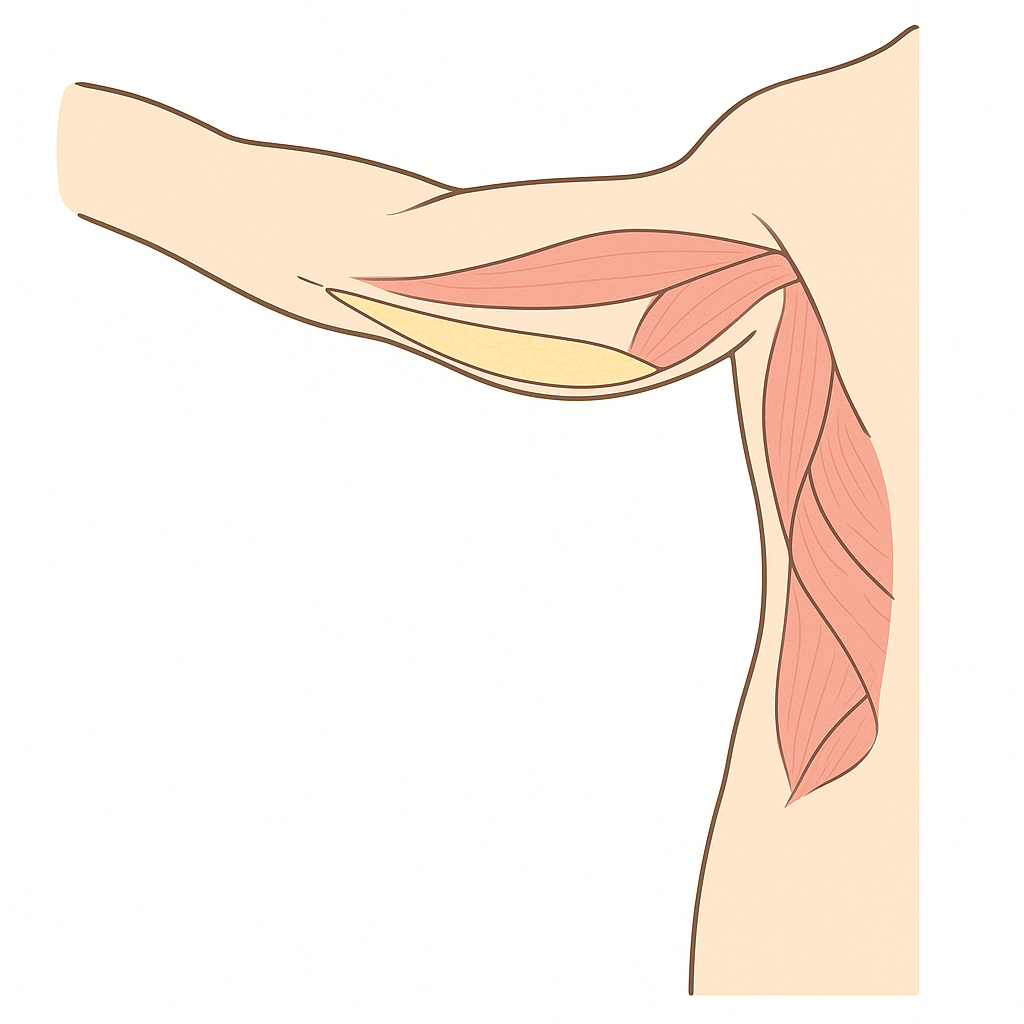 Inside a brachioplasty (arm lift) — anatomical illustration