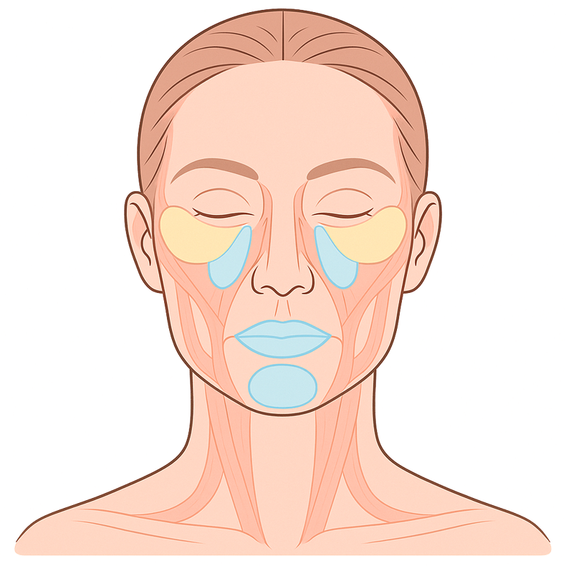 Where fillers are placed, anatomical illustration