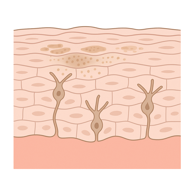 Inside pigmentation treatment, anatomical illustration