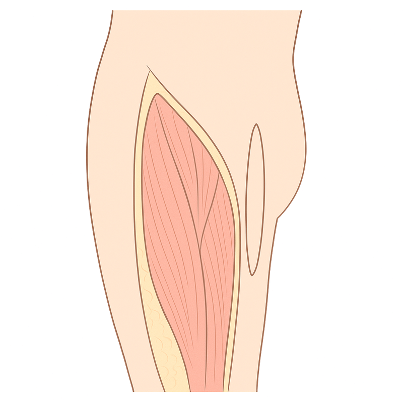 Inside a thigh lift, anatomical illustration